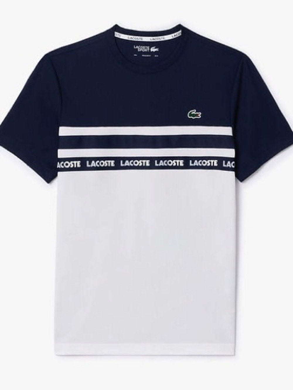 Lacoste kids Ultra Dry Logo Stripe Tennis T-shirt White/Navy